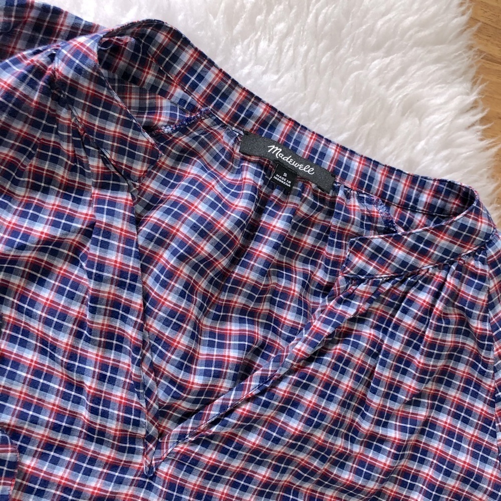 Madewell Tie-Sleeve Popover Top in Whitby Plaid - Picture 5 of 5